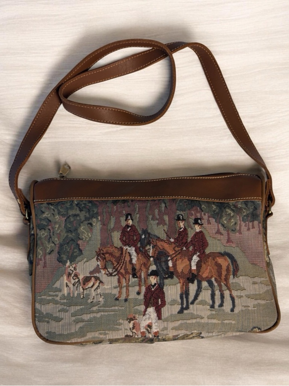 Vintage Orvis Tapestry Equestrian Crossbody Bag + Wallet